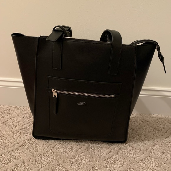 Smythson Handbags - Smythson Black North South Tote Authentic